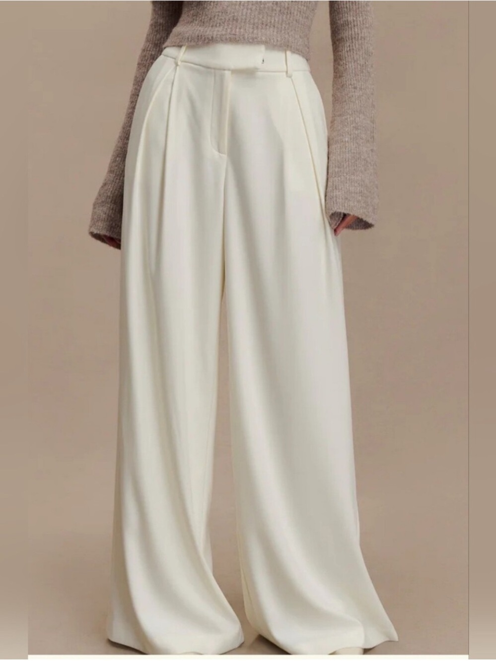Meshki Cream Wide-Leg Trousers